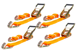 Set of four UNITRAILER 3m/50mm/5t orange transport belts with tensioner