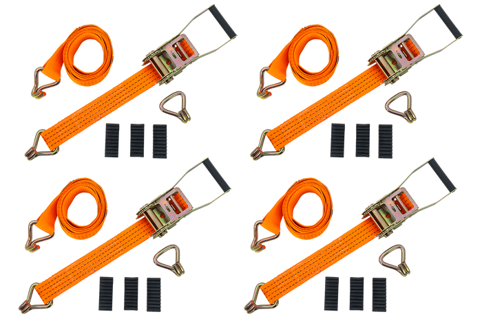 Set of four 3-point transport belts with tensioner for UNITRAILER trailer 3m/50mm/4t orange