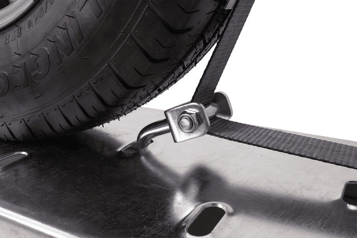 Set of four HEFFA CARLINE 130 trailer transport belts, wheel securing belts 5m/50mm/5t VDI 2700