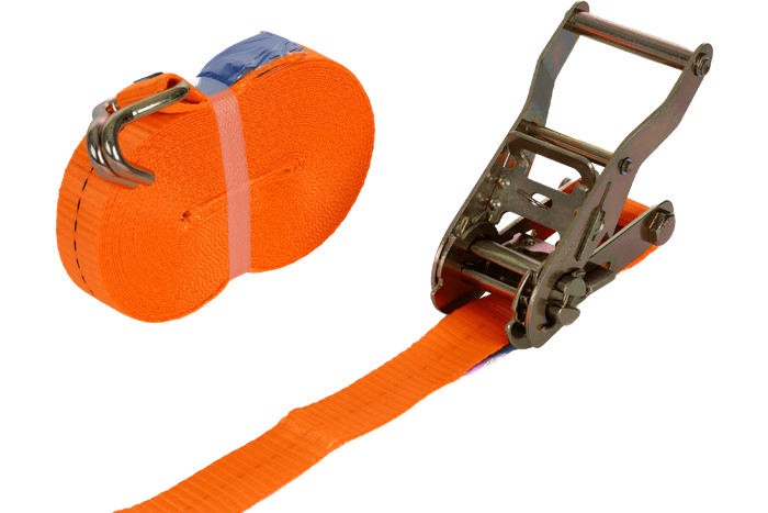 Set of four UNITRAILER 10m/25mm/1t orange transport belts with tensioner
