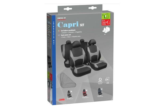 Set of car seat covers LAMPA Capri black/gray, for front and rear seats