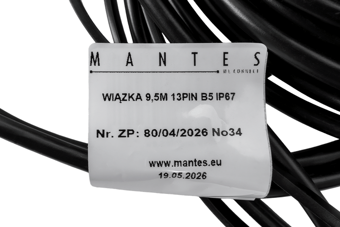 MANTES electrical installation, boat trailer harness 9.5m, 13PIN plug, 2x5PIN bayonets
