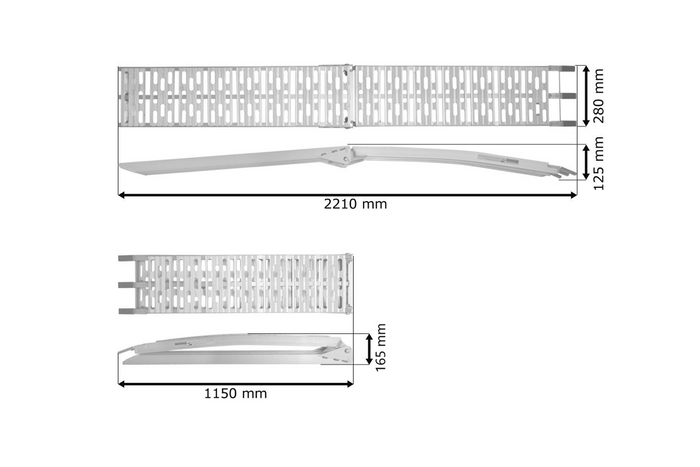 UNITRAILER ALR003 foldable ramp aluminum ramp for trailer 221cm 340kg with belt and support
